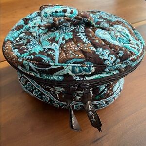 Vintage Vera Bradley Java Blue Round Cosmetic Toiletry Case